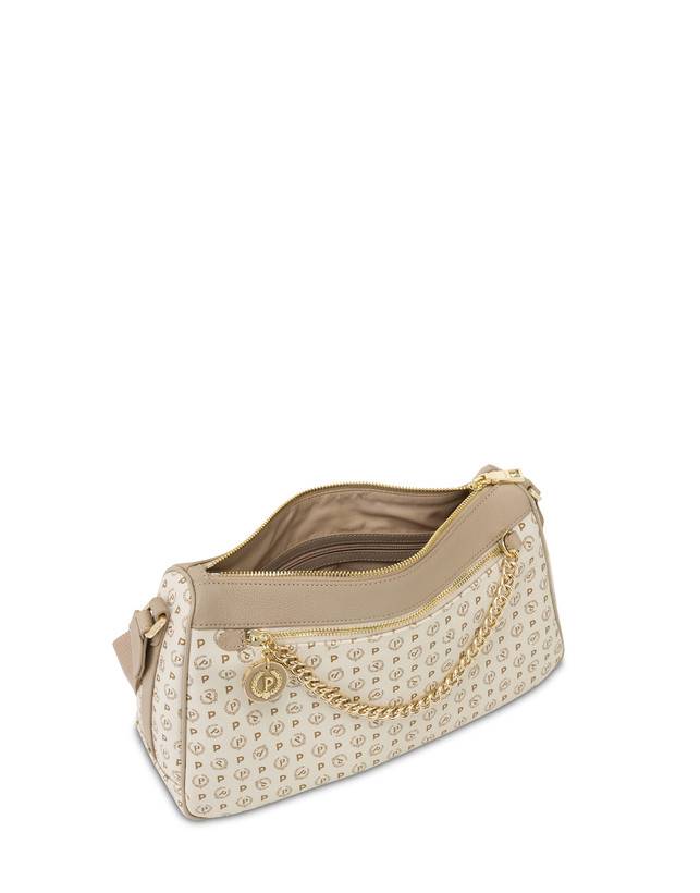 Pollini Borsa A Tracolla In Pvc Heritage Logo Classic Avorio/ghiaccio Italia
