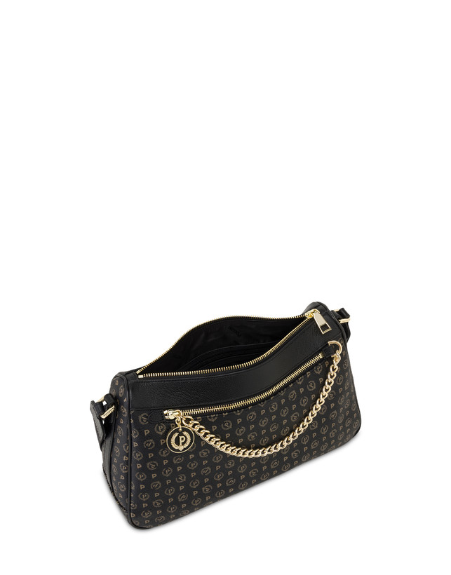 Pollini Borsa A Tracolla In Pvc Heritage Logo Classic Nero/nero In Linea