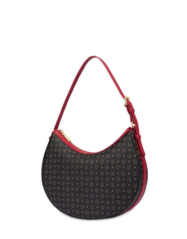 Pollini Hobo Bag In Pvc Heritage Logo Classic Nero/lacca Acquista Ora