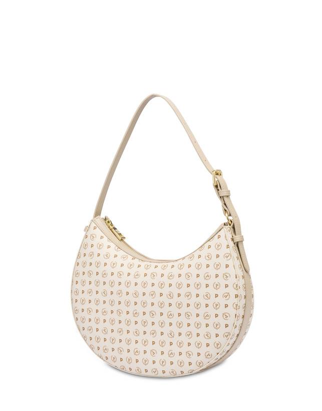 Pollini Hobo Bag In Pvc Heritage Logo Classic Avorio/ghiaccio Promozione Limitata