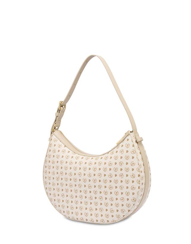 Pollini Hobo Bag In Pvc Heritage Logo Classic Avorio/ghiaccio Promozione Limitata