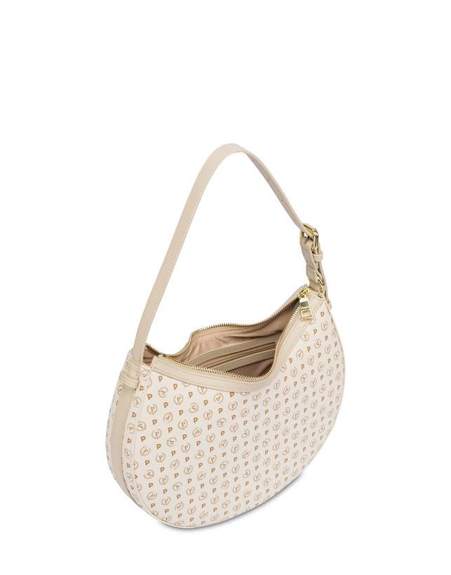 Pollini Hobo Bag In Pvc Heritage Logo Classic Avorio/ghiaccio Promozione Limitata