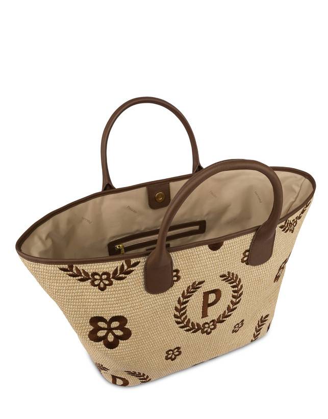 Pollini Tote Bag In Paglia Macro Heritage Big Naturale/t.moro/marrone Fino Al -60%