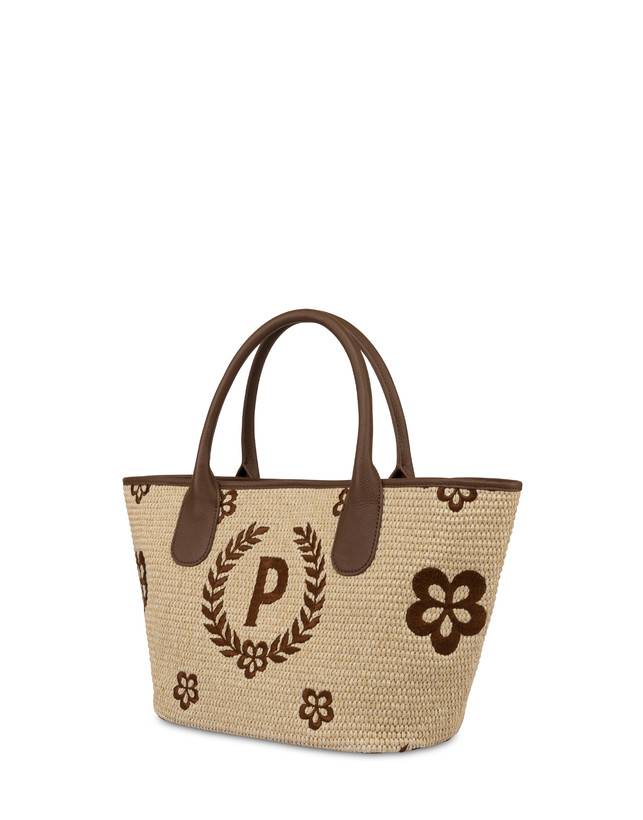 Pollini Tote Bag In Paglia Macro Heritage Small Naturale/t.moro/marrone Affare Del Giorno