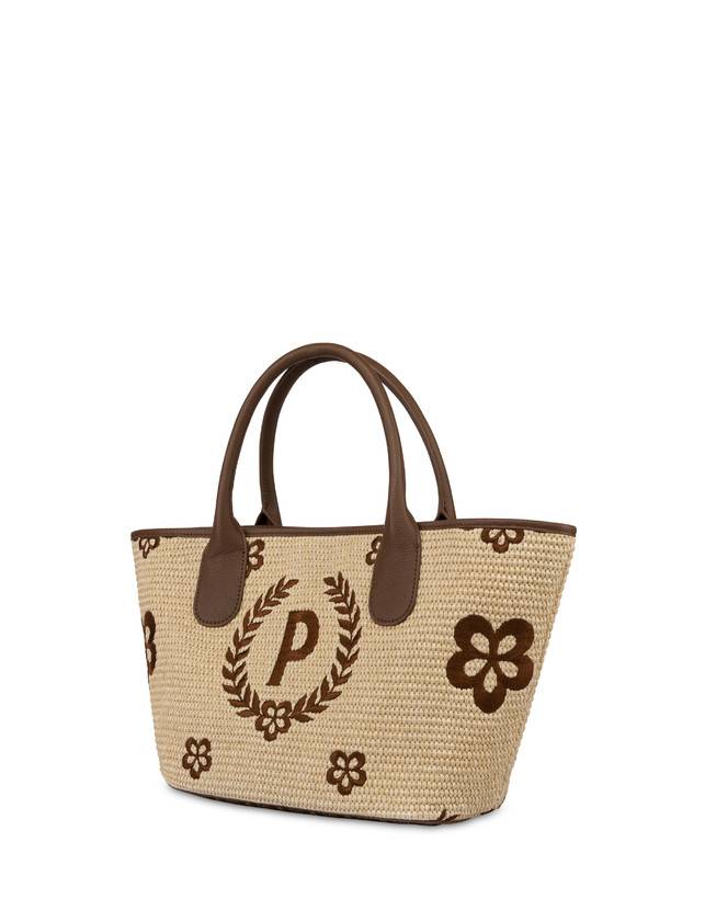 Pollini Tote Bag In Paglia Macro Heritage Small Naturale/t.moro/marrone Affare Del Giorno