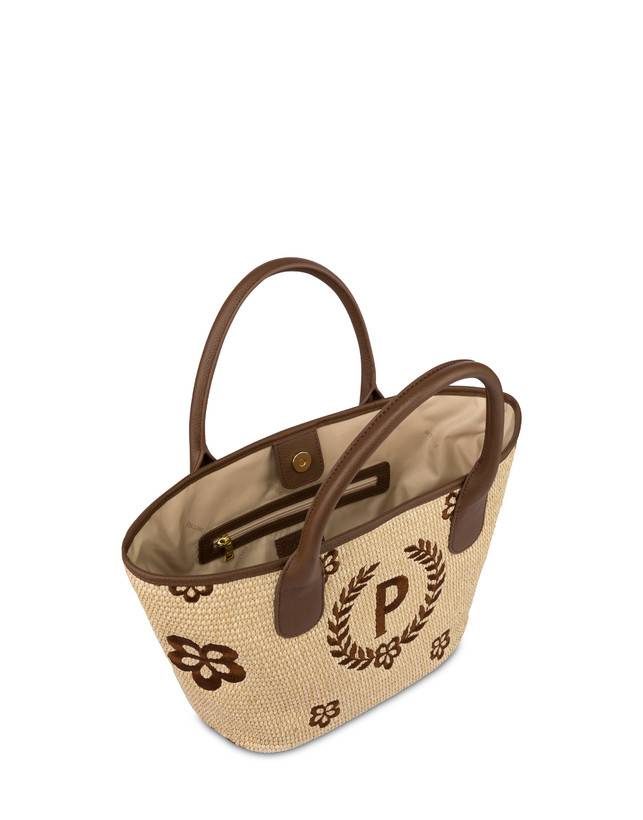 Pollini Tote Bag In Paglia Macro Heritage Small Naturale/t.moro/marrone Affare Del Giorno