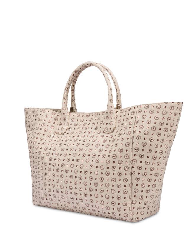 Pollini Tote Bag Heritage Jacquard Big Avorio/marrone Prezzo Ridotto