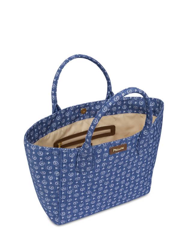 Pollini Borsa Tote Heritage Denim Jacquard Blu/marrone Convenienza