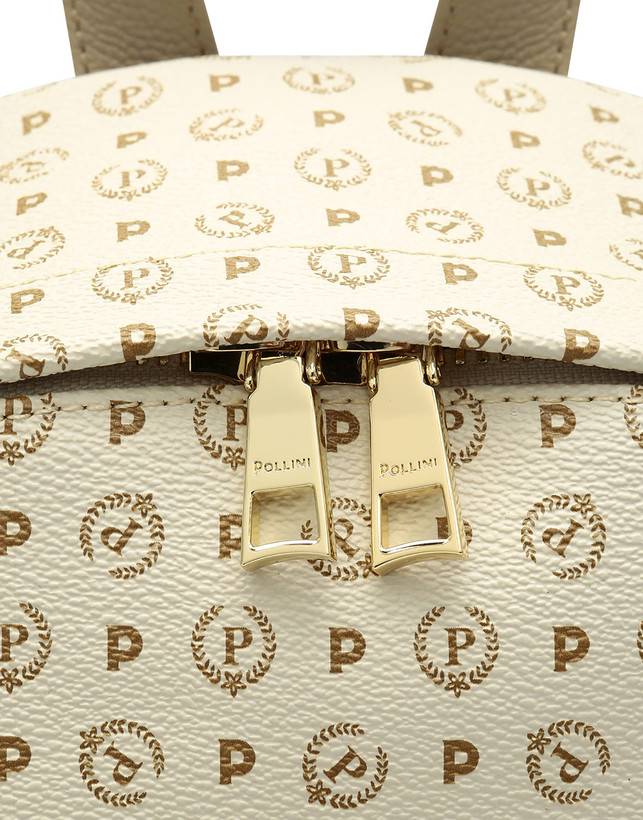 Pollini Zaino Heritage Logo Classic Avorio/ghiaccio In Vendita