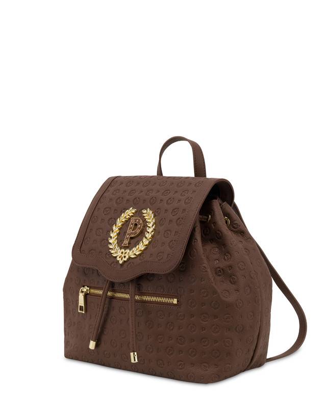 Pollini Zaino Heritage Logo Embossed Marrone Vendite Flash