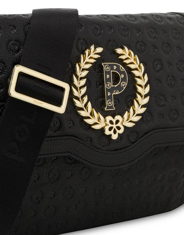 Pollini Borsa A Tracolla Heritage Logo Embossed Nero Negozio