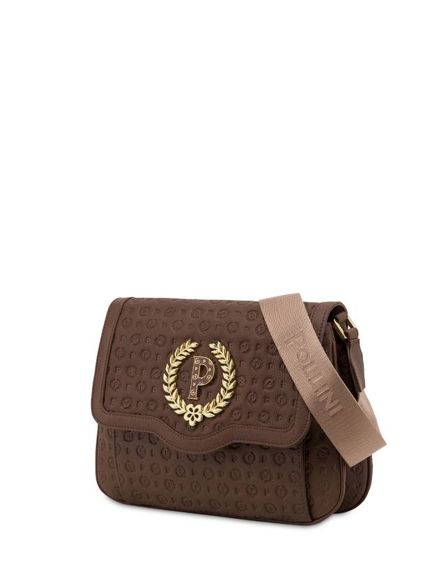 Pollini Borsa A Tracolla Heritage Logo Embossed Marrone In Saldo