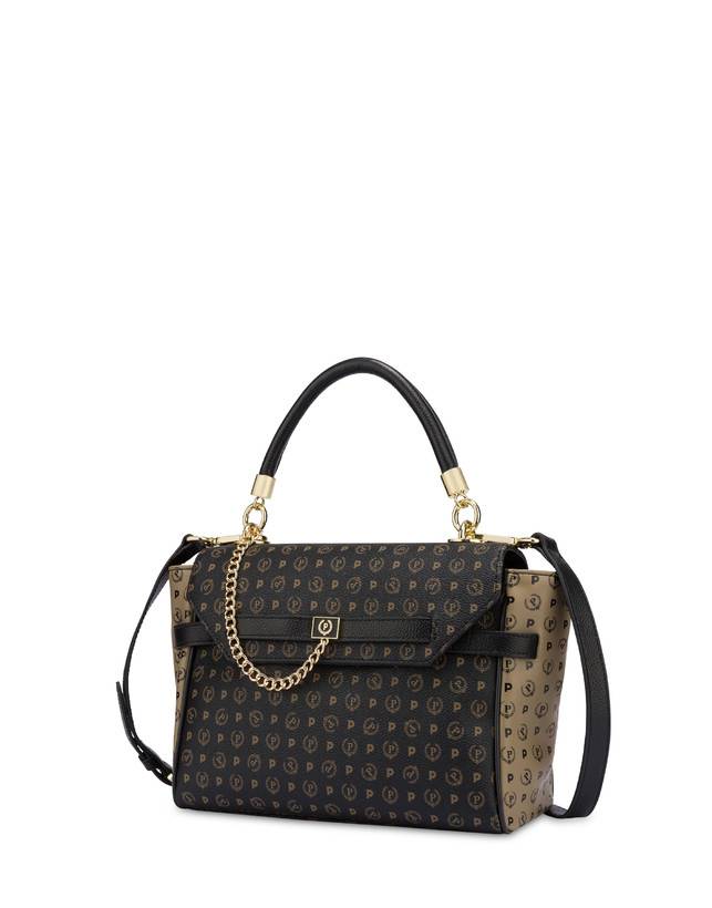 Pollini Borsa A Tracolla Bicolore Heritage Soft Touch Nero/taupe/nero Consegna Veloce