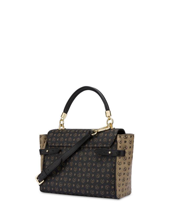 Pollini Borsa A Tracolla Bicolore Heritage Soft Touch Nero/taupe/nero Consegna Veloce