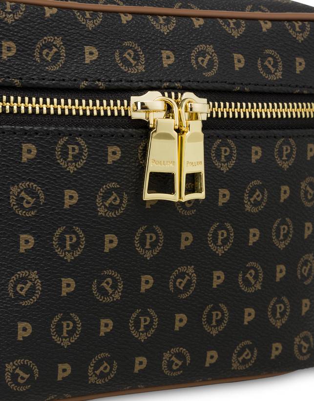 Pollini Borsa Beauty Piccola Heritage Logo Classic Nero/marrone Spedizione Gratuita