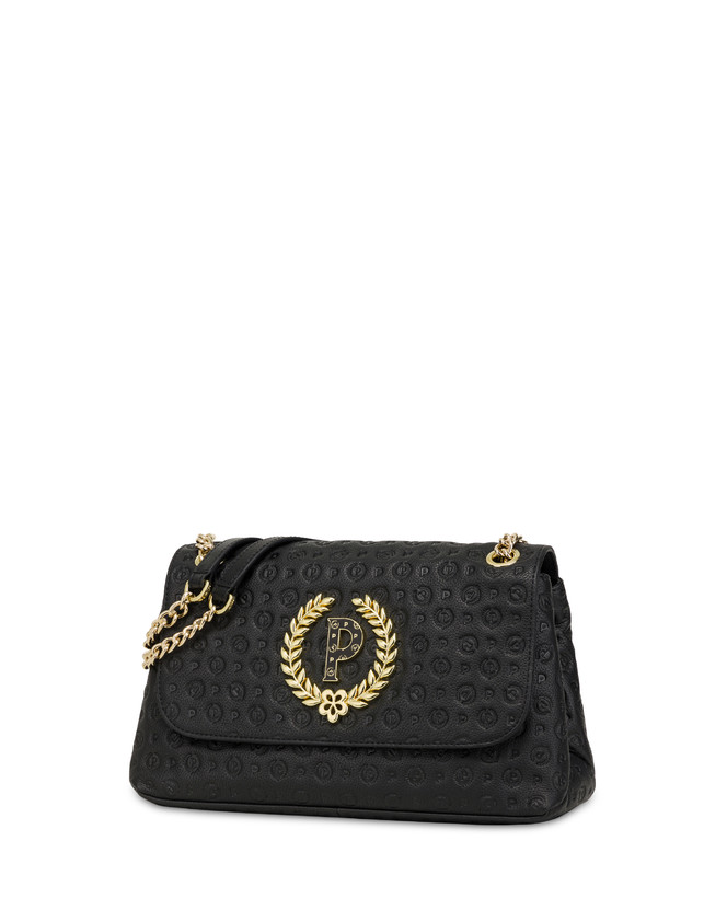 Pollini Borsa A Spalla In Vitello Heritage Logo Embossed Nero Fino Al -60%