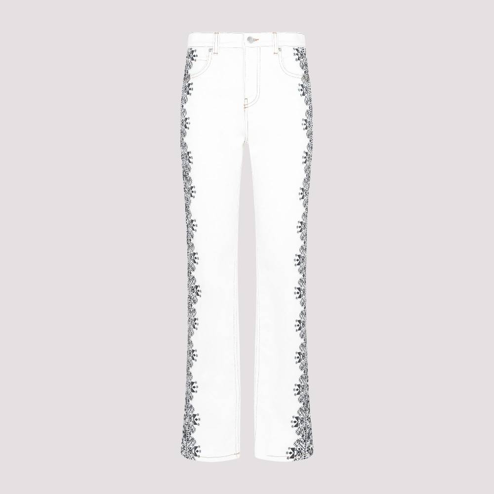 ETRO  Jeans di Cotone Bianco ETRO Esme con Stampa Laterale Italia
