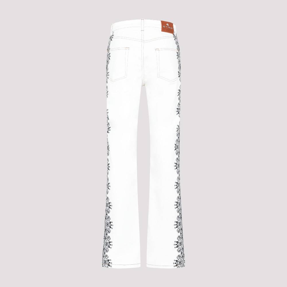ETRO  Jeans di Cotone Bianco ETRO Esme con Stampa Laterale Italia
