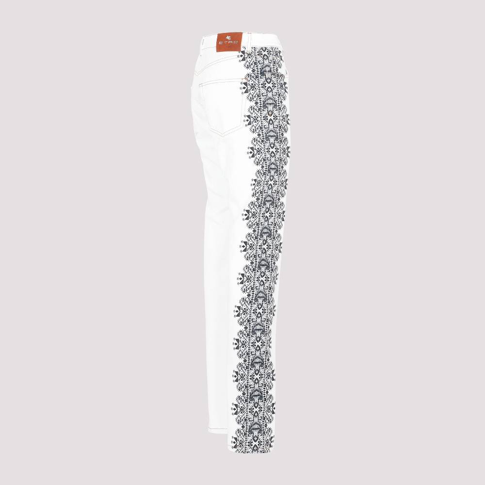 ETRO  Jeans di Cotone Bianco ETRO Esme con Stampa Laterale Italia
