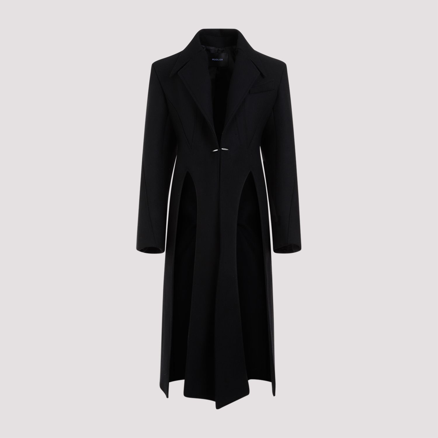 MUGLER  Cappotto Nero in Lana e Poliammide Mugler Lunghezza Caviglia Qualità