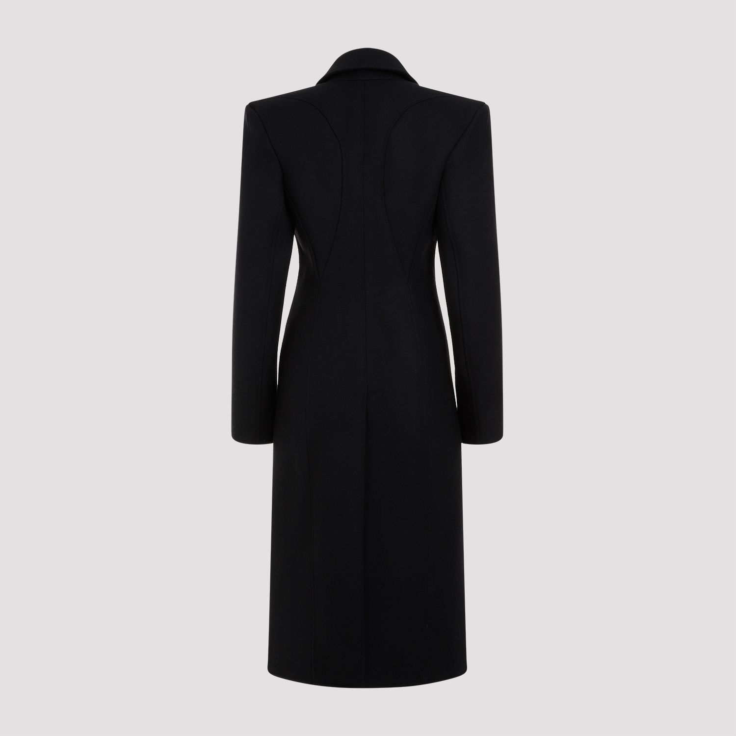 MUGLER  Cappotto Nero in Lana e Poliammide Mugler Lunghezza Caviglia Qualità