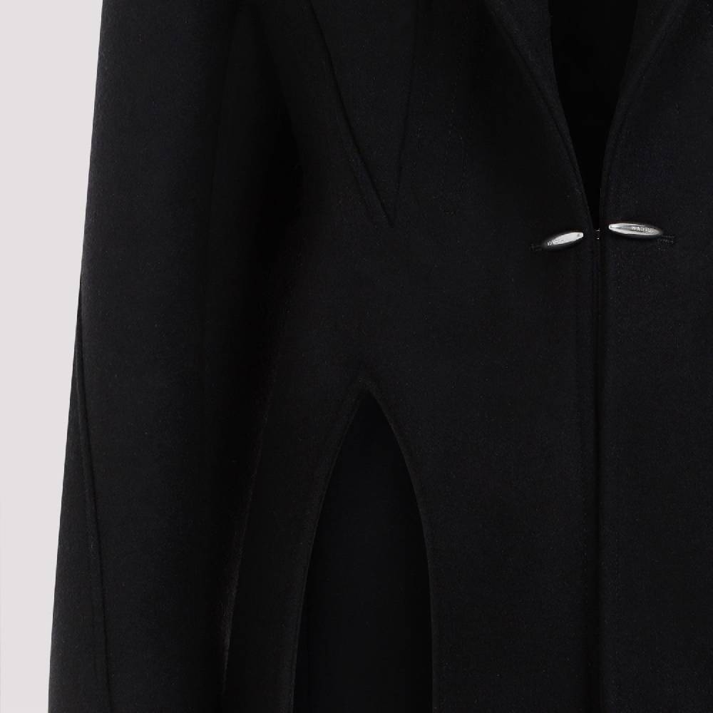 MUGLER  Cappotto Nero in Lana e Poliammide Mugler Lunghezza Caviglia Qualità