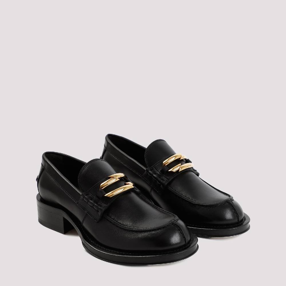 LANVIN  Mocassini LANVIN Neri in Pelle con Dettagli Dorati Promozione