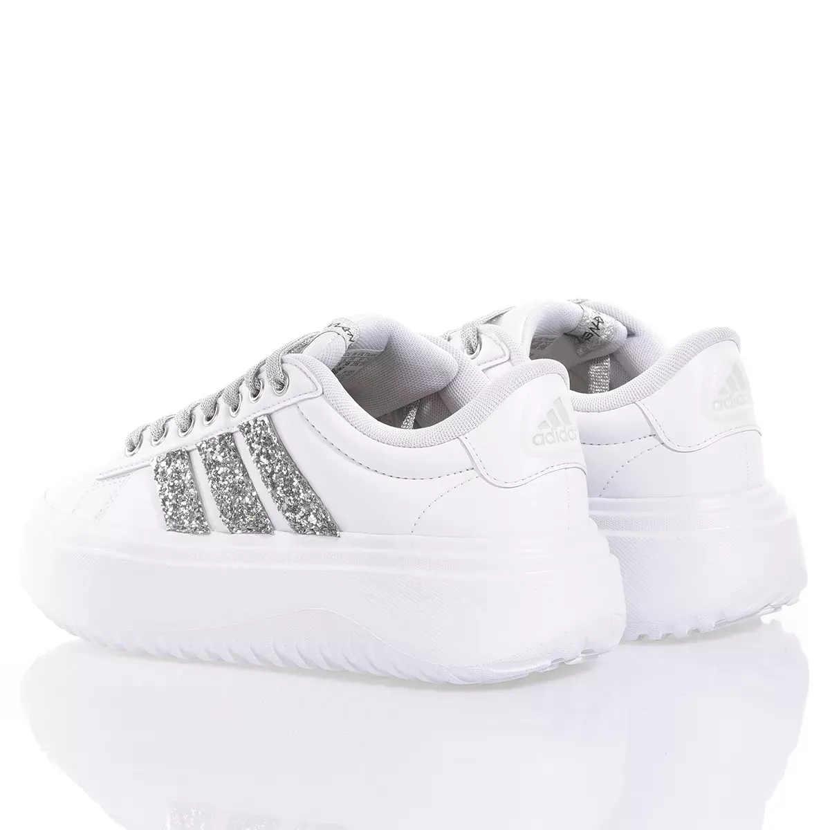 ADIDAS  Sneakers Adidas da Donna Piattaforma Bianco Argento in Eco-Pelle Spedizione Gratuita