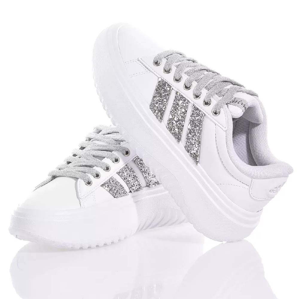 ADIDAS  Sneakers Adidas da Donna Piattaforma Bianco Argento in Eco-Pelle Spedizione Gratuita