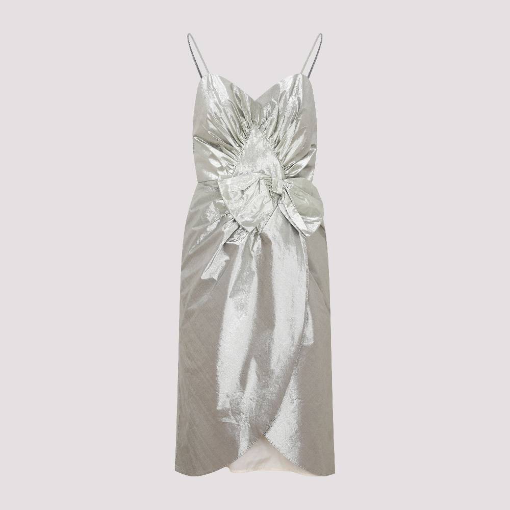 MAISON MARGIELA  Abito Midi Maison Margiela in Cotone Metallizzato Argento Pezzi Unici