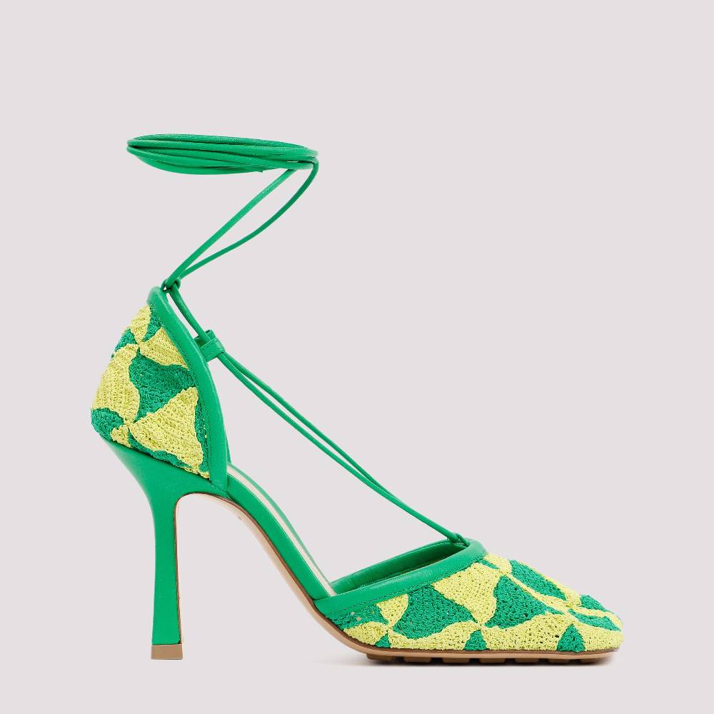 BOTTEGA VENETA  Sandali Bottega Veneta Verde e Giallo in Cotone per Donna Qualità Garantita