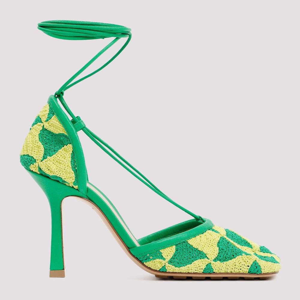 BOTTEGA VENETA  Sandali Bottega Veneta Verde e Giallo in Cotone per Donna Qualità Garantita