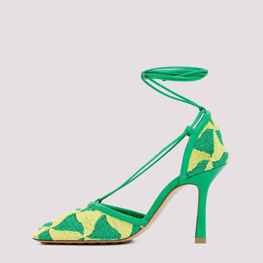 BOTTEGA VENETA  Sandali Bottega Veneta Verde e Giallo in Cotone per Donna Qualità Garantita