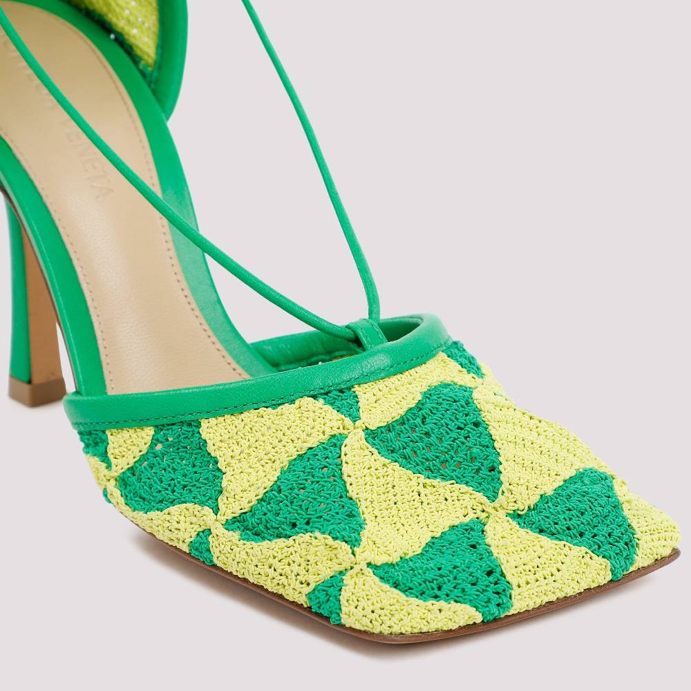 BOTTEGA VENETA  Sandali Bottega Veneta Verde e Giallo in Cotone per Donna Qualità Garantita