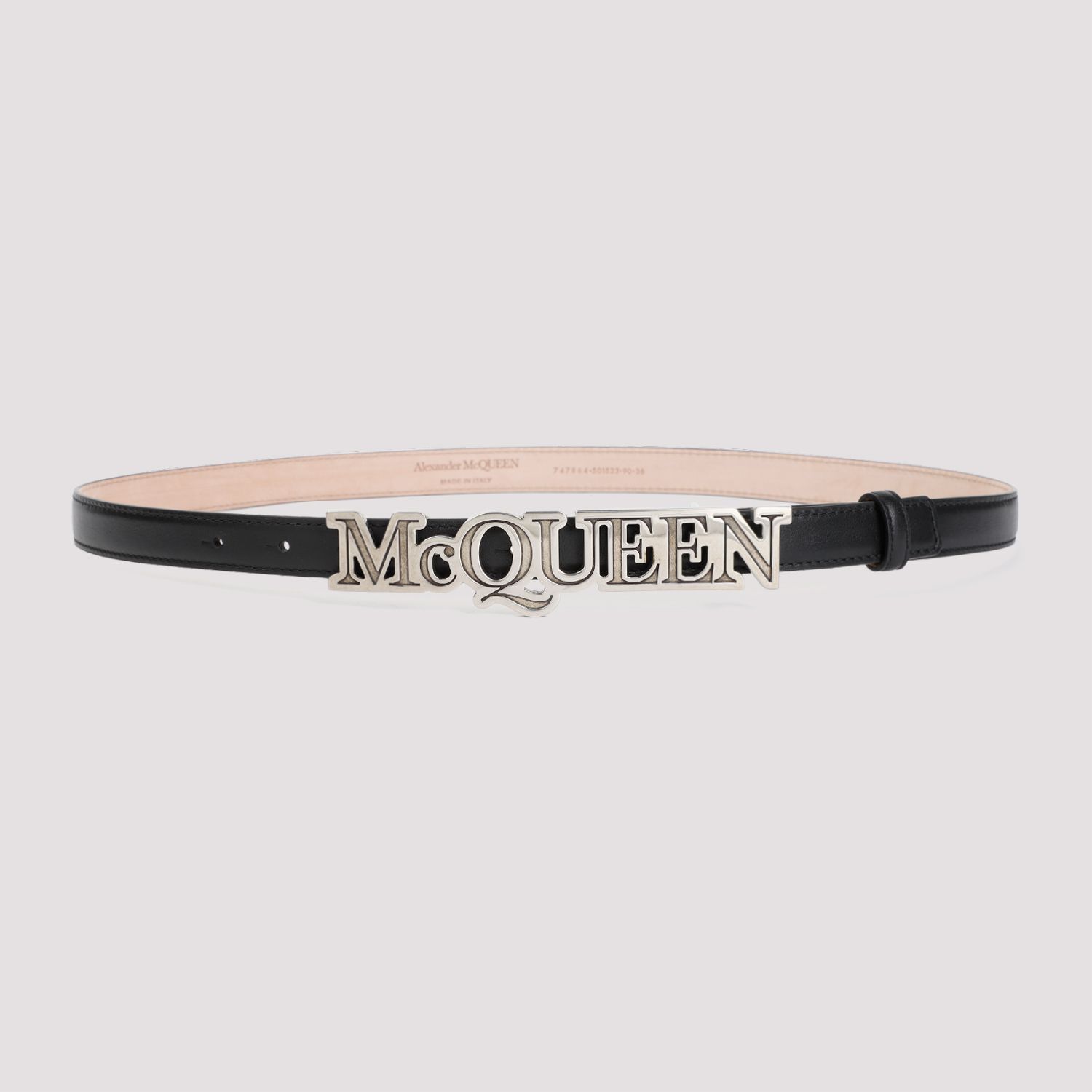 ALEXANDER MCQUEEN  Cintura di Pelle Nera Alexander McQueen con Fibbia Logo Negozi Online