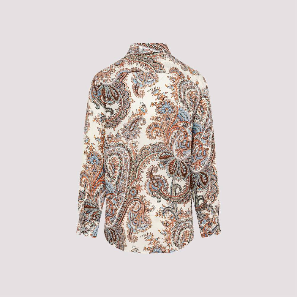 ETRO  Camicia Uomo ETRO Seta Bianca con Paisley Consegna Veloce