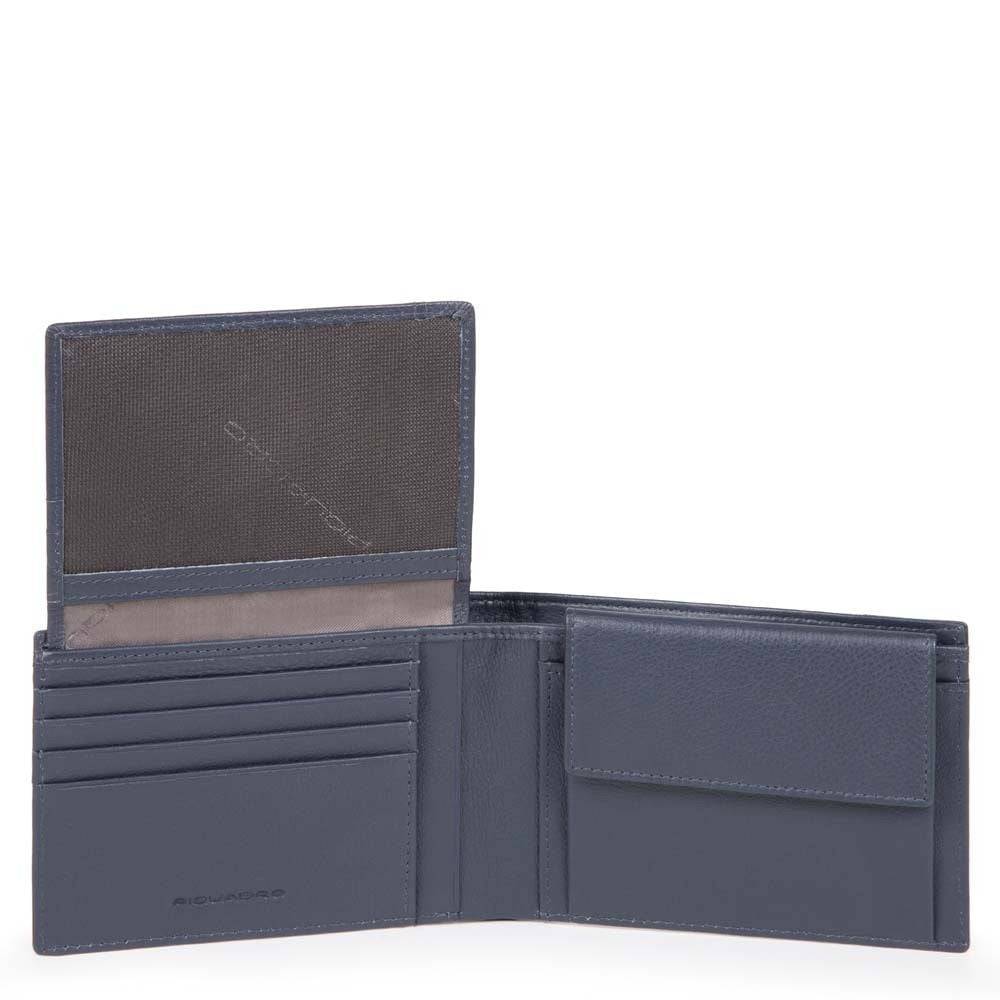 PIQUADRO  Portafoglio Blu da Uomo Piquadro - Misto Poliestere/Cotone con Portamonete e Scomparti per Carte Offerta