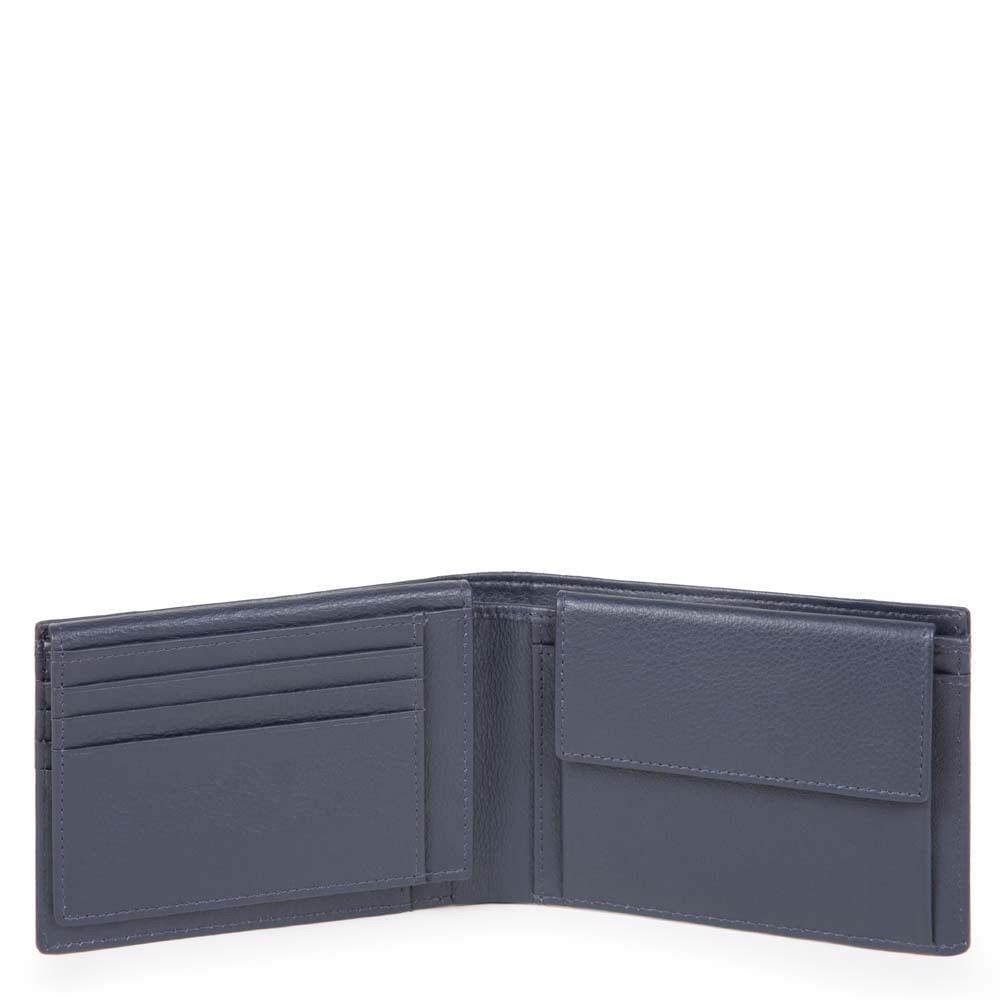 PIQUADRO  Portafoglio Blu da Uomo Piquadro - Misto Poliestere/Cotone con Portamonete e Scomparti per Carte Offerta