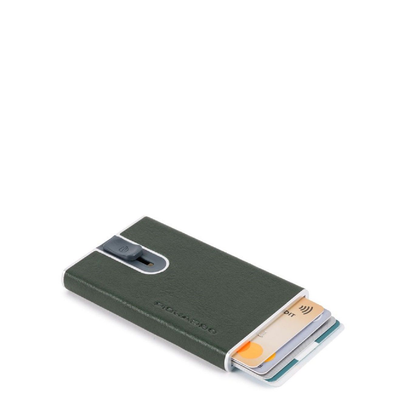 PIQUADRO  Portafoglio Portacarte in Pelle e Metallo RFID Piquadro Verde Vendita Economica