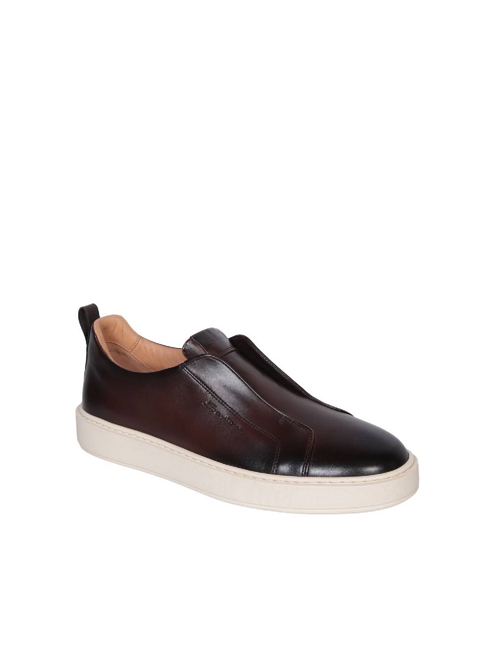SANTONI  Sneakers in Pelle Marrone Uomo SANTONI Consegna Veloce