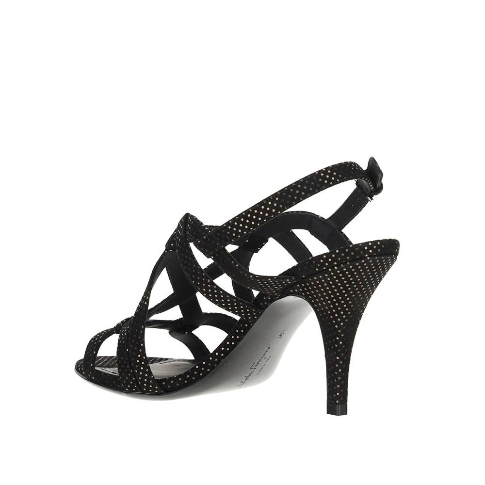 SALVATORE FERRAGAMO  Sandali con Tacco in Pelle Nera Salvatore Ferragamo Prezzo Ridotto