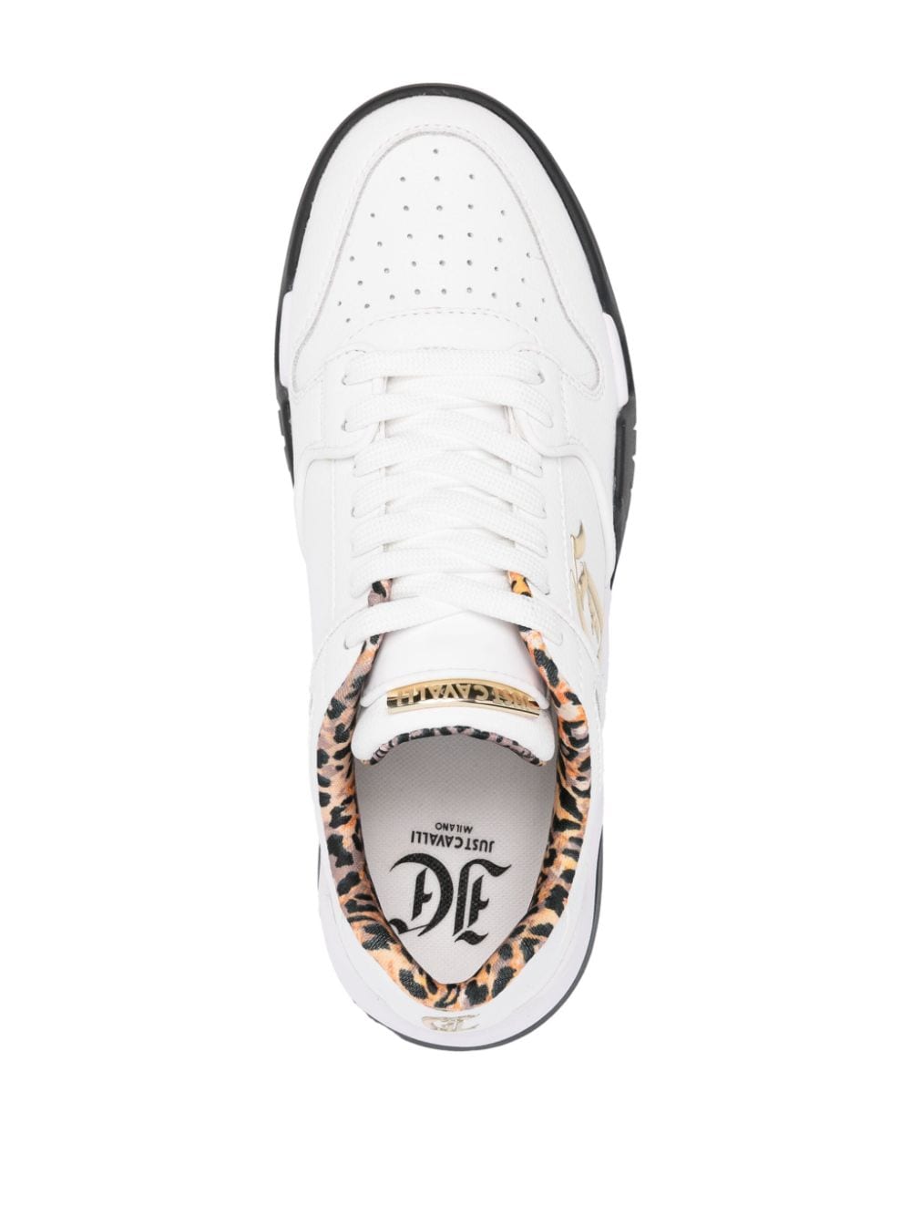 JUST CAVALLI  Sneakers Bianche Donna Just Cavalli - Pelle e Tessuto alla Moda Novità