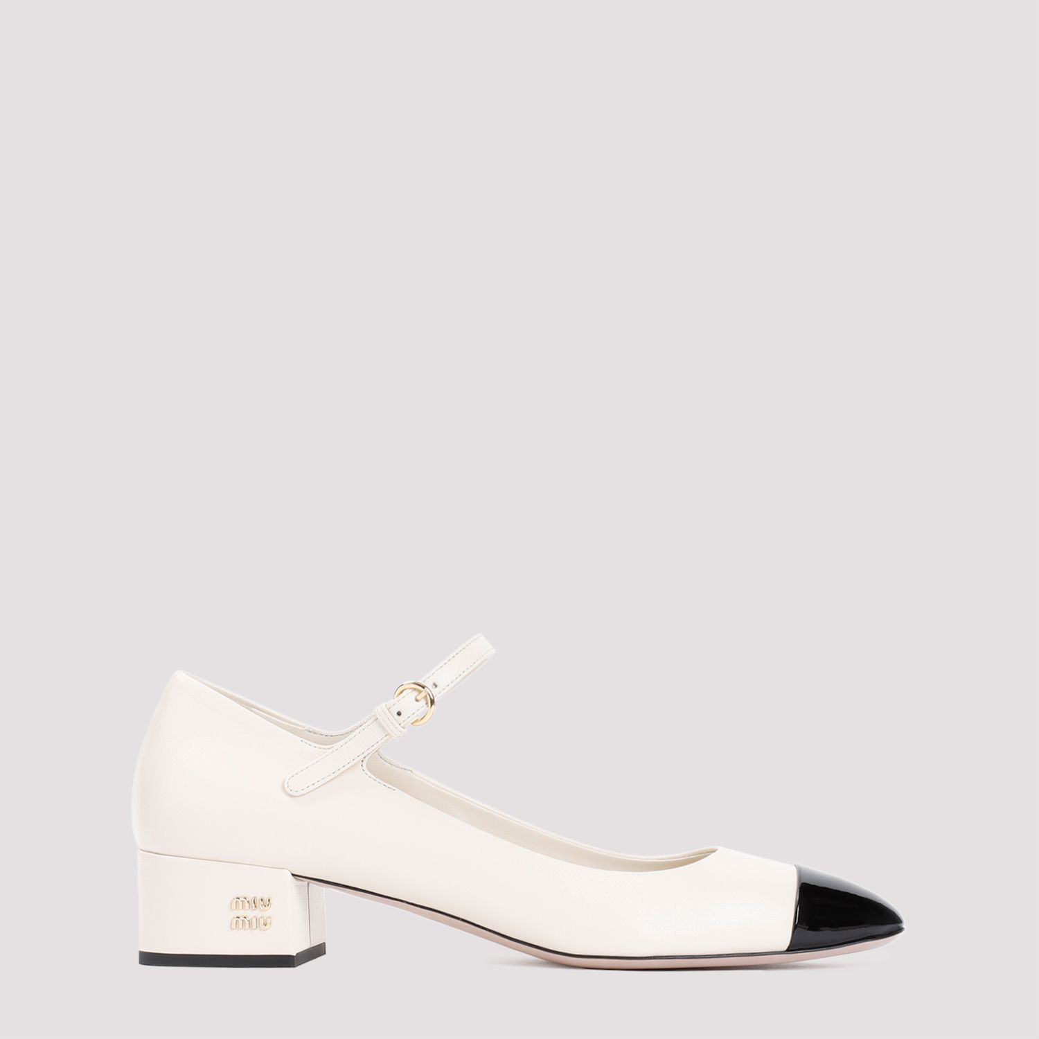 MIU MIU  Decollete in Pelle Color Nude MIU MIU con Tacco Logo Metallico I Più Venduti