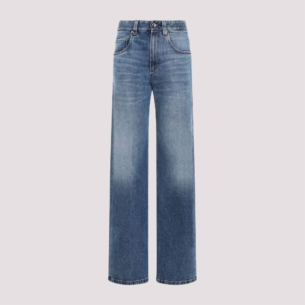 BRUNELLO CUCINELLI  Jeans Dritti in Cotone Elasticizzato Blu Brunello Cucinelli Vendite Flash
