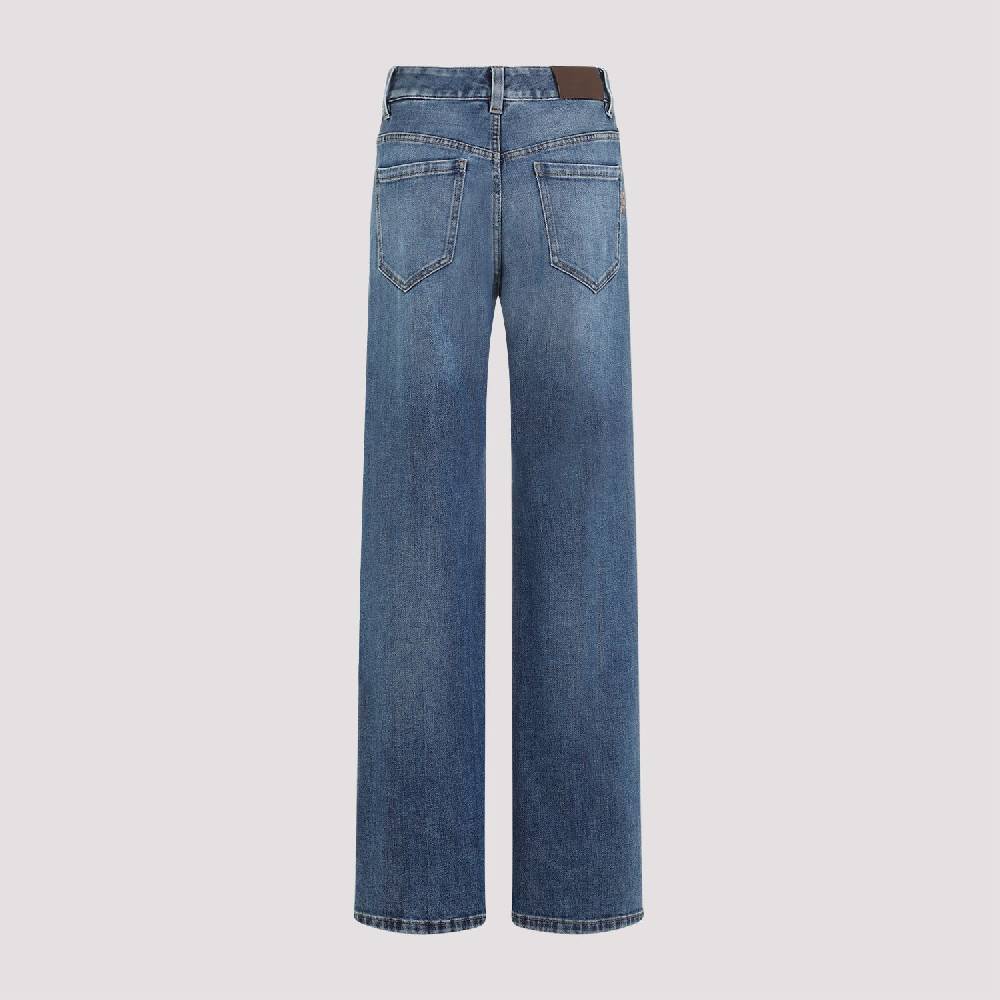 BRUNELLO CUCINELLI  Jeans Dritti in Cotone Elasticizzato Blu Brunello Cucinelli Vendite Flash