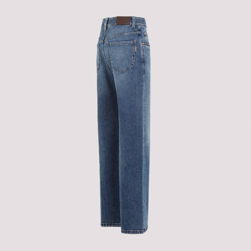 BRUNELLO CUCINELLI  Jeans Dritti in Cotone Elasticizzato Blu Brunello Cucinelli Vendite Flash