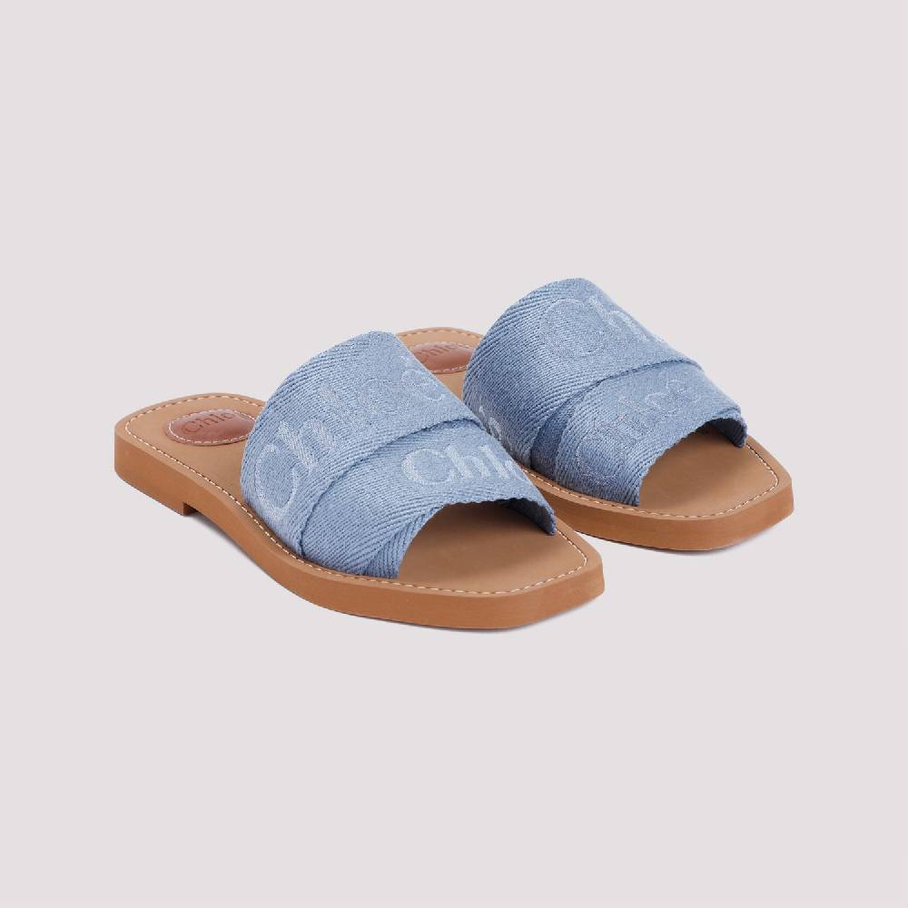 CHLOÉ  Stivaletti Bassi Chloé in Lino Blu Woody Negozio