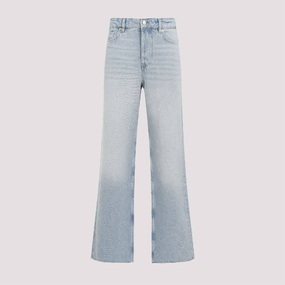 GANNI  Jeans GANNI in Cotone Biologico a Vita Alta - Azzurro Chiaro Nuova