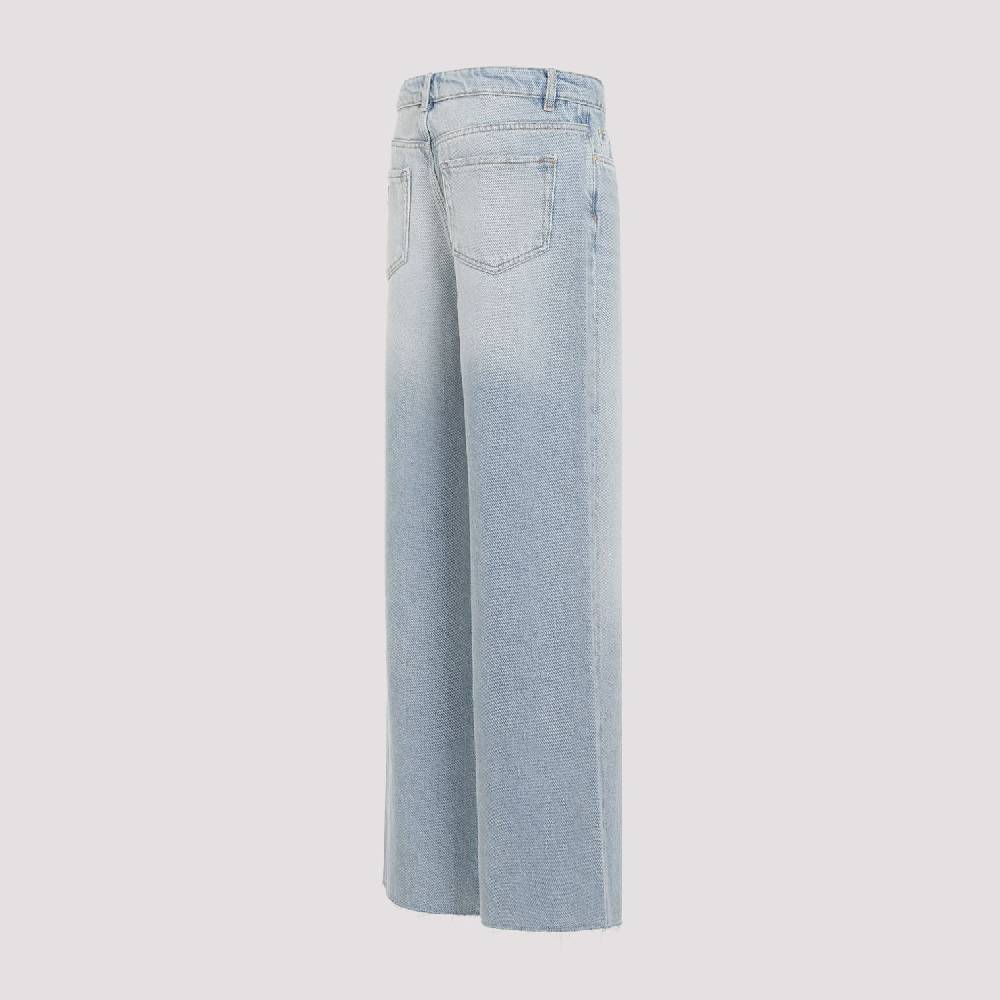 GANNI  Jeans GANNI in Cotone Biologico a Vita Alta - Azzurro Chiaro Nuova