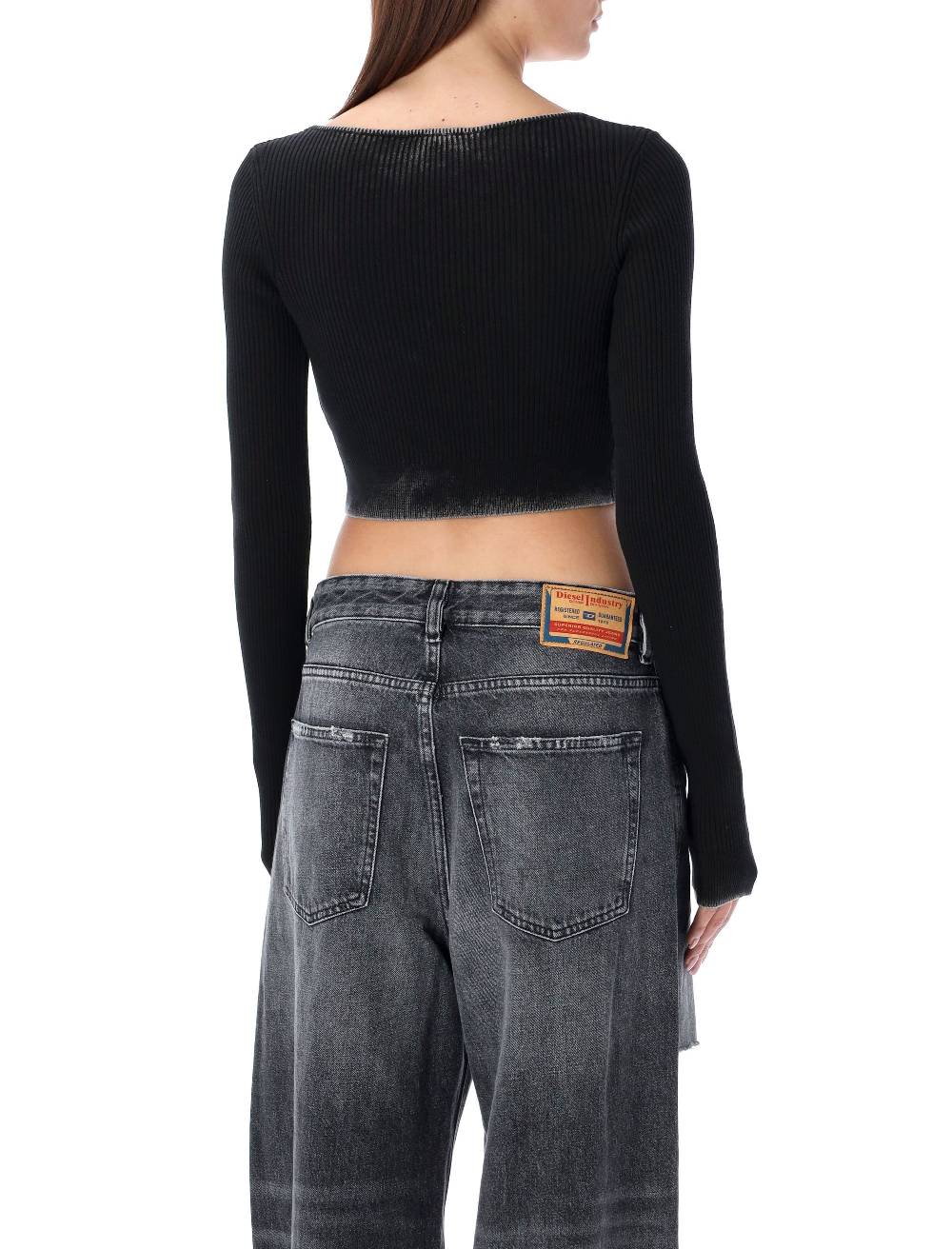 DIESEL KIDS  Cardigan Corto Diesel M-Latina Nero a Costine con Scollo a V 2025